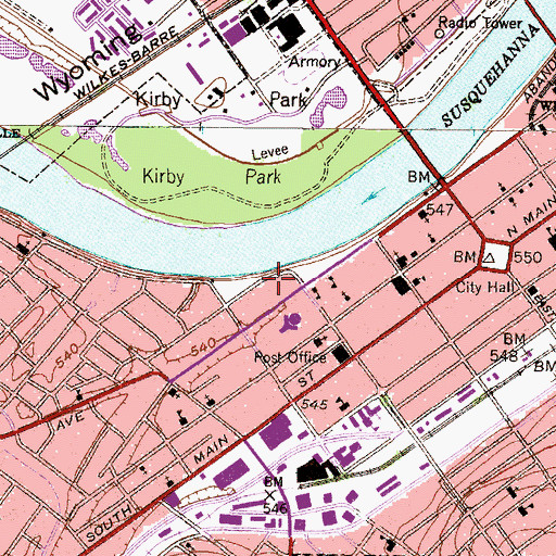 Topographic Map of President's House - Wilkes University, PA