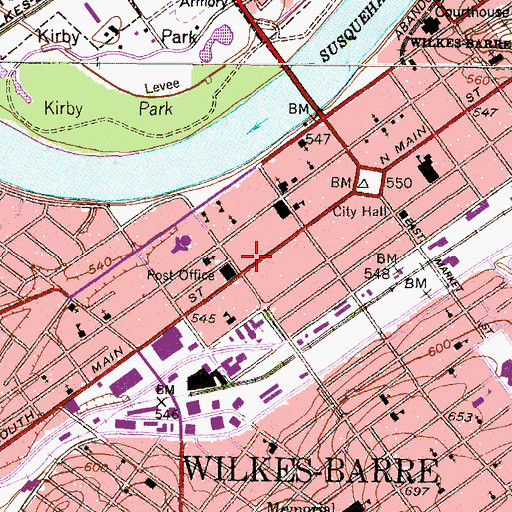 Topographic Map of University Center on Main, PA