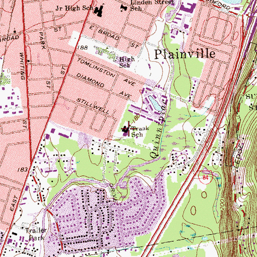 Topographic Map of Ervin E Trask School, CT