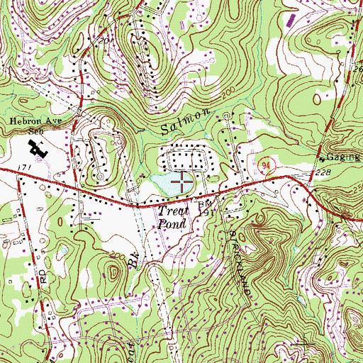 Topographic Map of Treat Pond, CT
