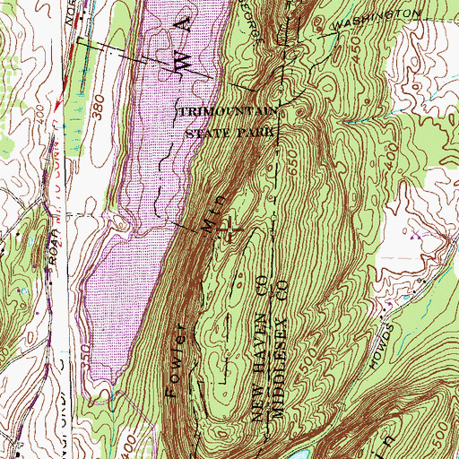 Topographic Map of Trimountain State Park, CT