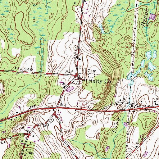Topographic Map of Trinity Church, CT
