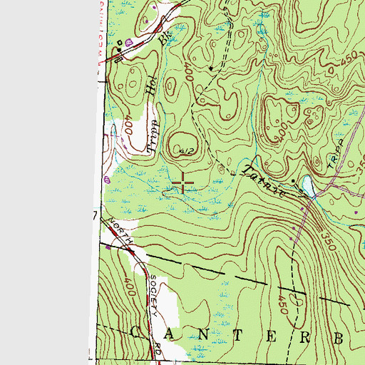 Topographic Map of Tripp Hollow Brook, CT