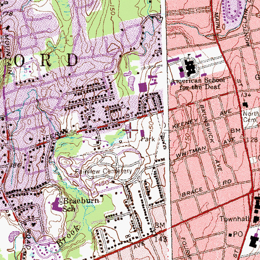 Topographic Map of Trout Brook, CT