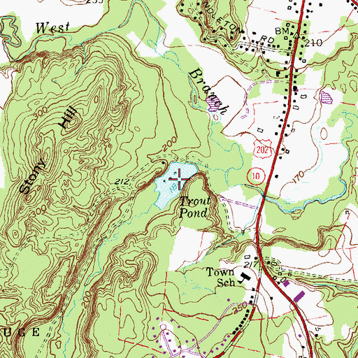 Topographic Map of Trout Pond, CT