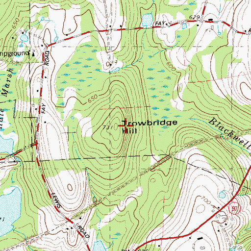 Topographic Map of Trowbridge Hill, CT