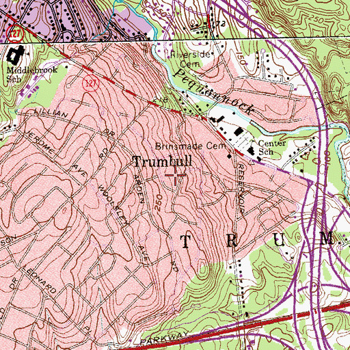 Topographic Map of Trumbull, CT