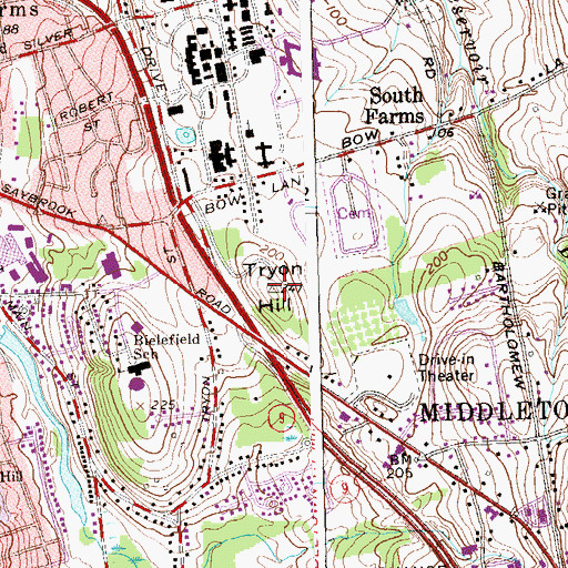 Topographic Map of Tryon Hill, CT