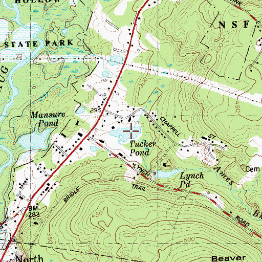 Topographic Map of Tucker Pond, CT