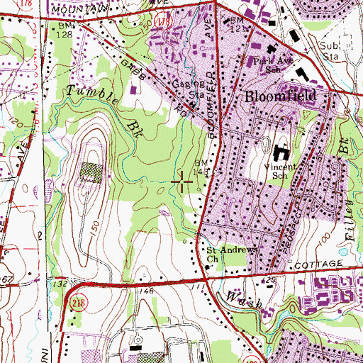 Topographic Map of Tumble Brook, CT