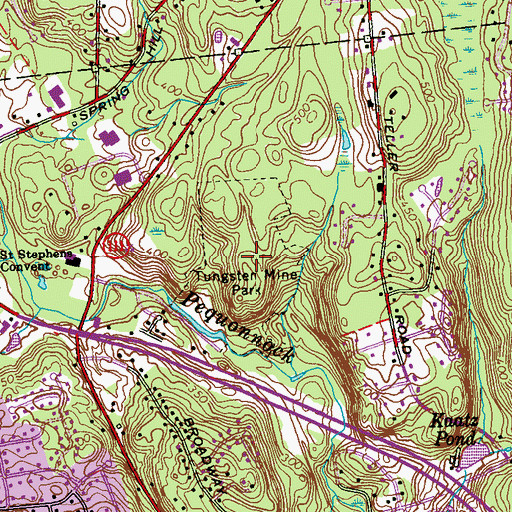 Topographic Map of Tungsten Mine Park, CT