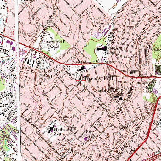 Topographic Map of Tunxis Hill, CT