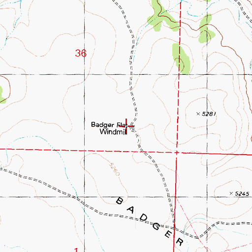 Topographic Map of Badger Flat Windmill, AZ