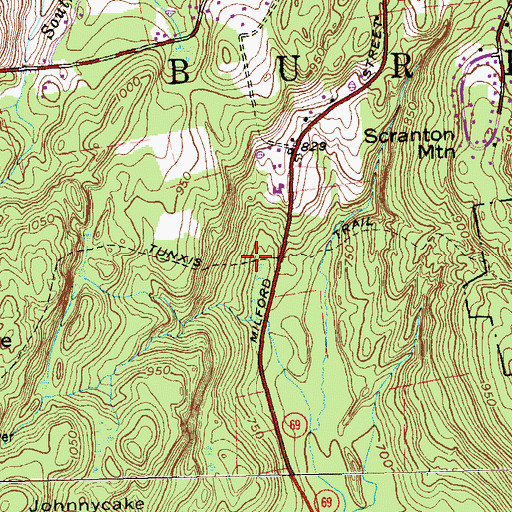Topographic Map of Tunxis Trail, CT