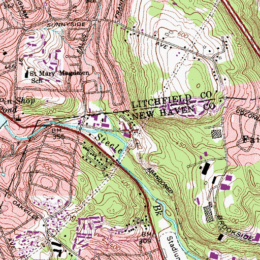 Topographic Map of Turkey Brook, CT