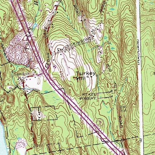 Topographic Map of Turkey Hill, CT