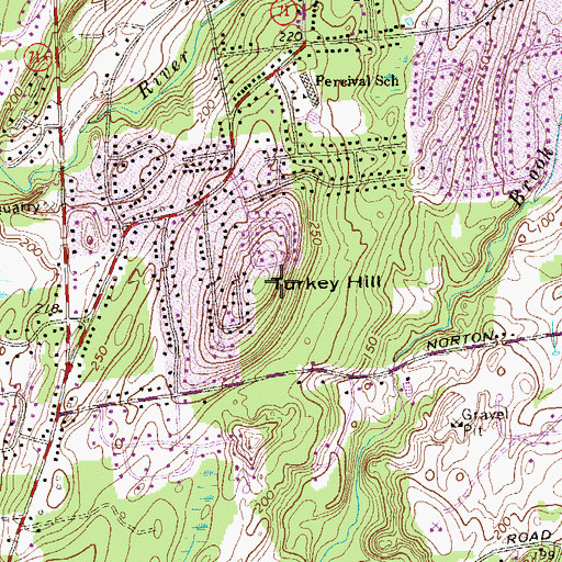 Topographic Map of Turkey Hill, CT