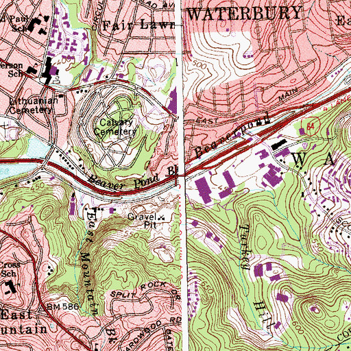 Topographic Map of Turkey Hill Brook, CT
