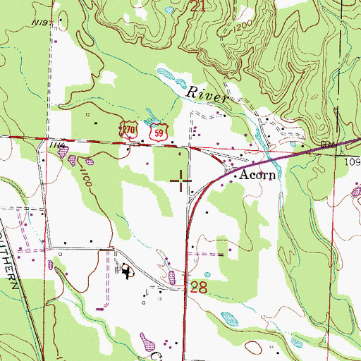 Topographic Map of Acorn Fire Station District 6, AR