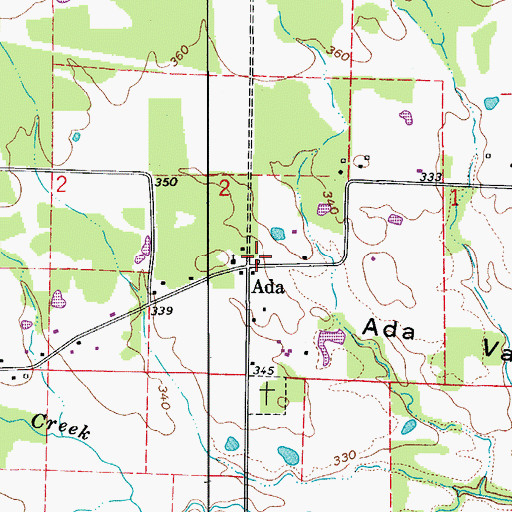 Topographic Map of Ada Valley Fire Station, AR