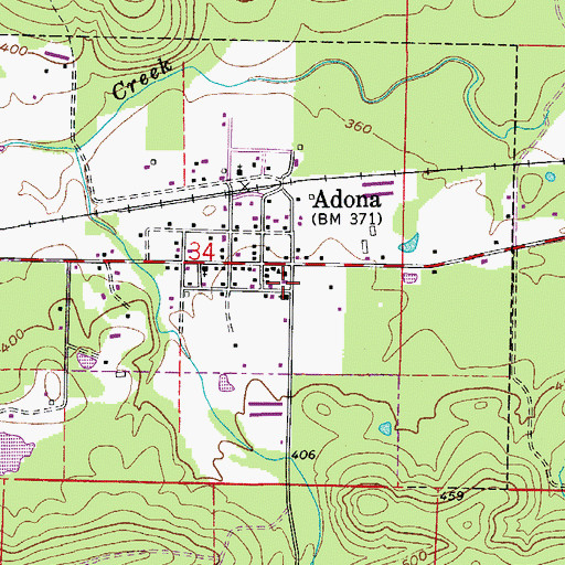 Topographic Map of Adona Volunteer Fire Department, AR