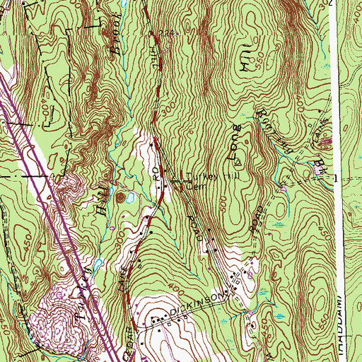 Topographic Map of Turkey Hill Cemetery, CT