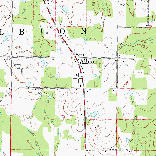 Topographic Map of Albion Volunteer Fire Department, AR
