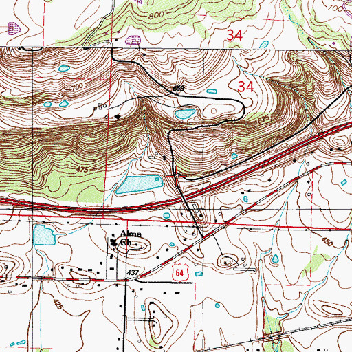 Topographic Map of Alma Fire Department Station 4, AR