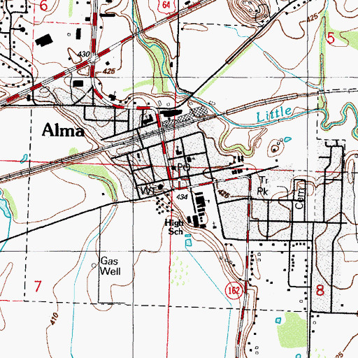 Topographic Map of Alma Fire Department, AR