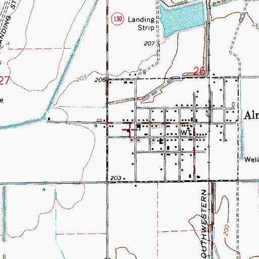 Topographic Map of Almyra Volunteer Fire Department, AR