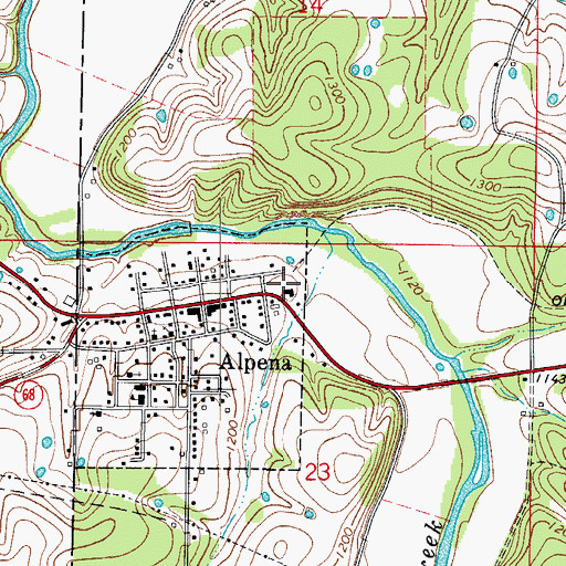 Topographic Map of Alpena Fire Department, AR