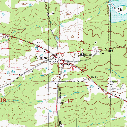 Topographic Map of Alpine Volunteer Fire Department, AR