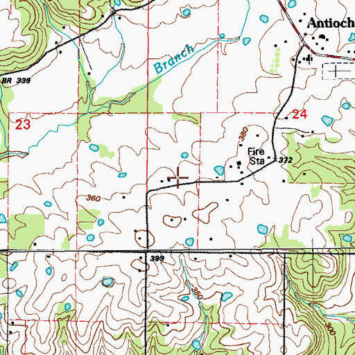 Topographic Map of Antioch Volunteer Fire Station, AR
