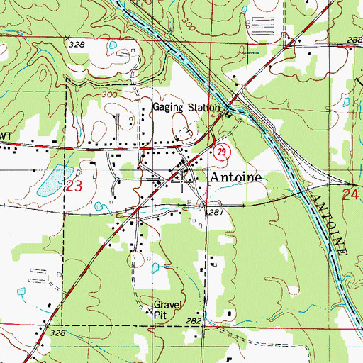 Topographic Map of Antoine Volunteer Fire Department, AR