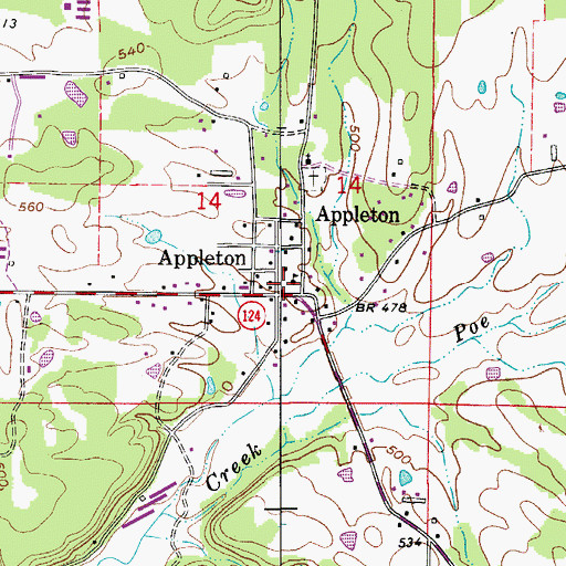 Topographic Map of Appleton Fire Department, AR