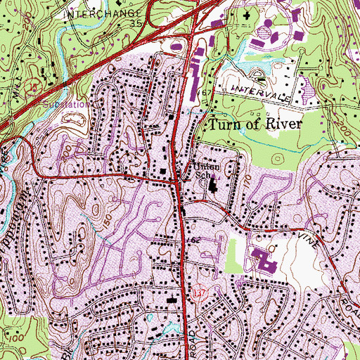 Topographic Map of Turn of River, CT
