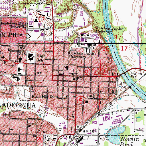 Topographic Map of Arkadelphia Fire Station 1, AR