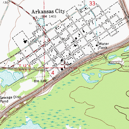Topographic Map of Arkansas City Fire Department, AR