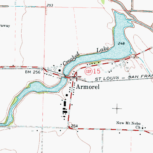 Topographic Map of Armorel Volunteer Fire Department, AR