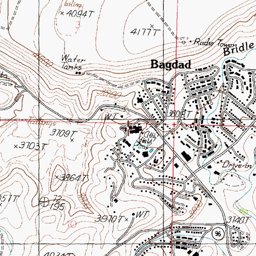 Topographic Map of Bagdad Elementary School, AZ