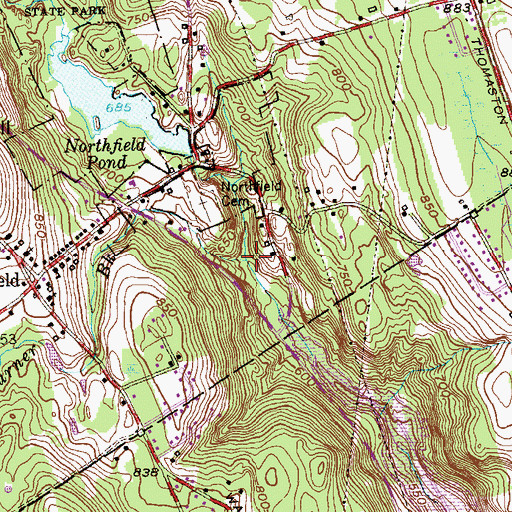 Topographic Map of Turner Brook, CT