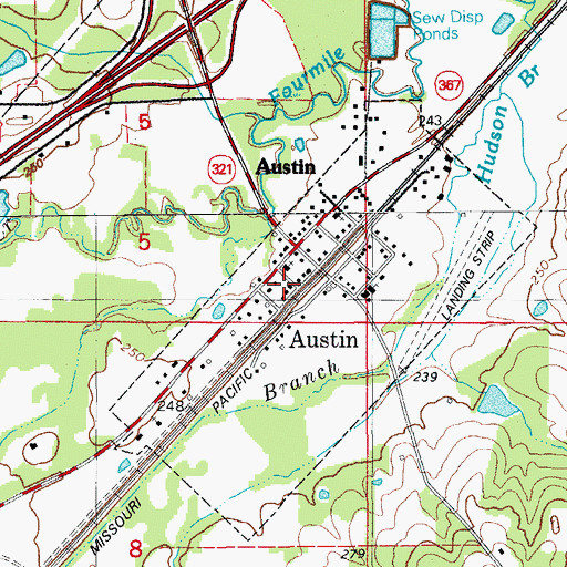 Topographic Map of Austin Fire Department Station 1, AR