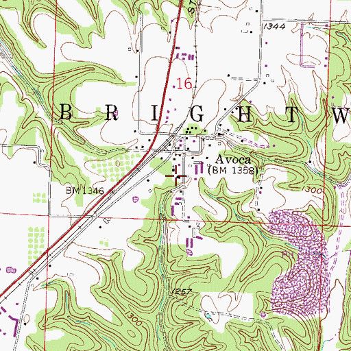 Topographic Map of Avoca Fire Station, AR