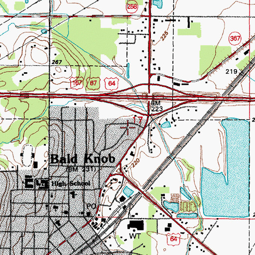 Topographic Map of Bald Knob Volunteer Fire Department Station 3, AR