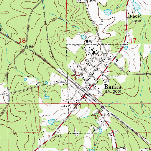 Topographic Map of Banks Volunteer Fire Department, AR