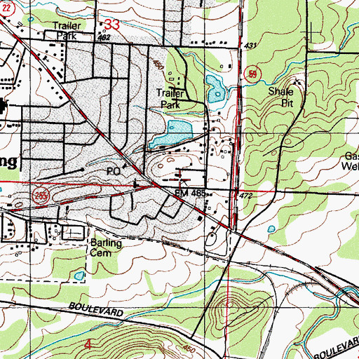 Topographic Map of Barling Volunteer Fire Department, AR