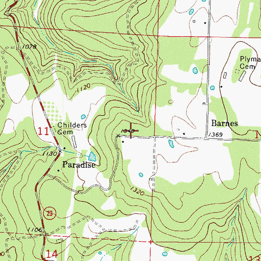 Topographic Map of Barnes Volunteer Fire Department, AR