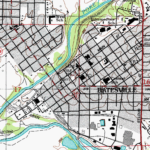 Topographic Map of Batesville Fire Station 1, AR