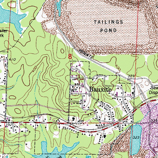 Topographic Map of Bauxite Volunteer Fire Station 2, AR