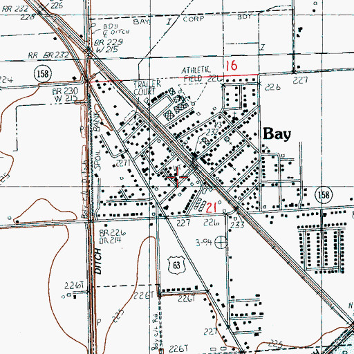 Topographic Map of Bay Fire Department Station 1, AR